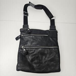 Margot Bags Black Genuine Leather Triple Zipper Crossbody Purse Bag